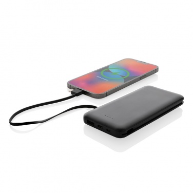 Logotrade kampanjprodukter bild: Lockhart 10.000mAh powerbank, integrerade kablar, RCS plast