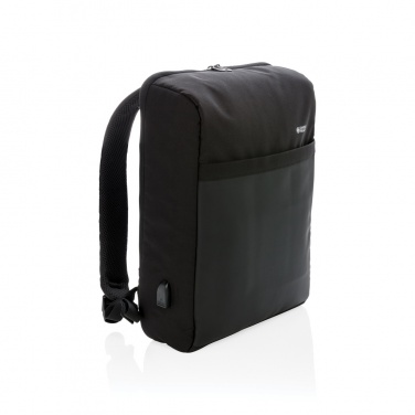 Logotrade reklamprodukter bild: Swiss Peak 15" stöldskyddad RFID & USB-ryggsäck, PVC-fri