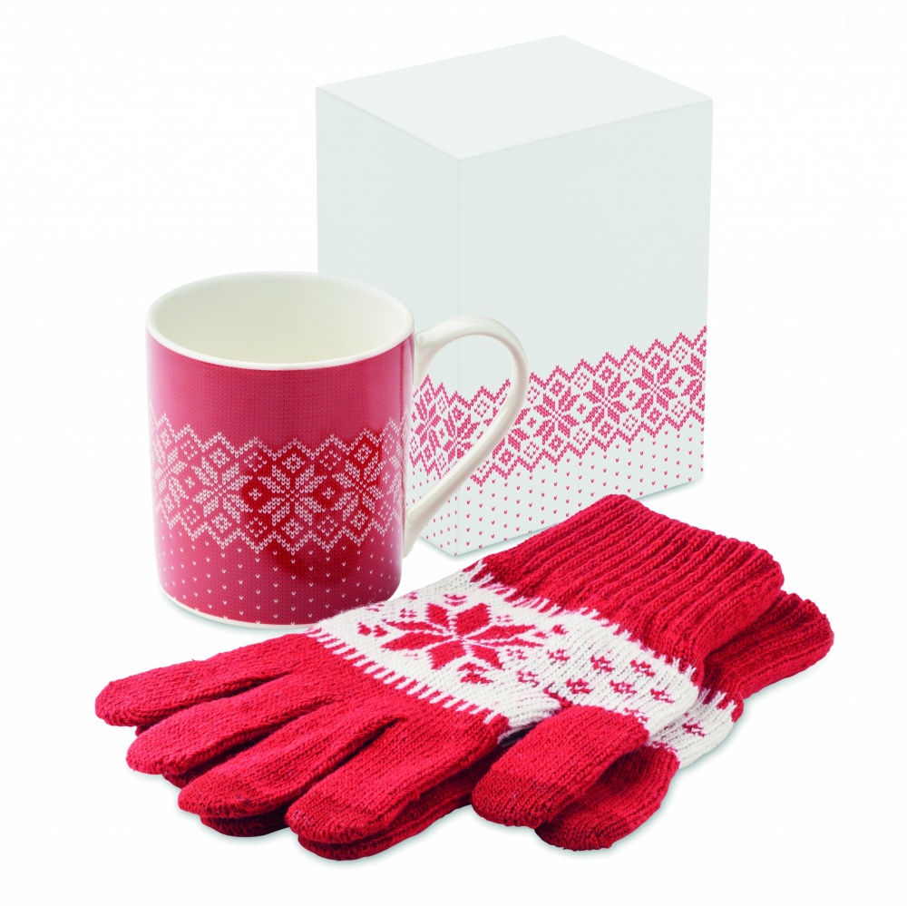 Logotrade profilprodukter bild: Julpresentset mugg/vante