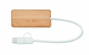 Logotrade profilprodukter bild: USB-hubb med 3 portar i bambu