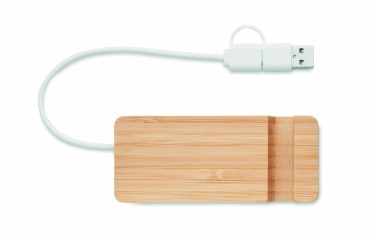 Logotrade reklamprodukter bild: USB-hubb med 4 portar i bambu