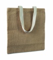 Kasse i jute bomullshandtag, Beige