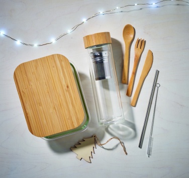 Logotrade profilprodukter bild: Lunchbox i glas/bambu