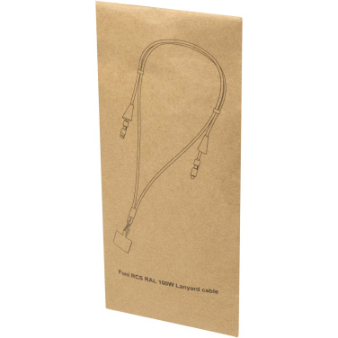 Logotrade kampanjprodukter bild: Funi nyckelband för smartphone av återvunnen plast med inbyggd datasynkroniseringskabel och 100 W snabbladdande 5-i-1-kabel